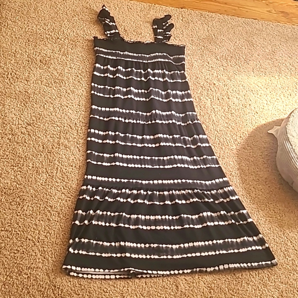 Black and white striped dress
